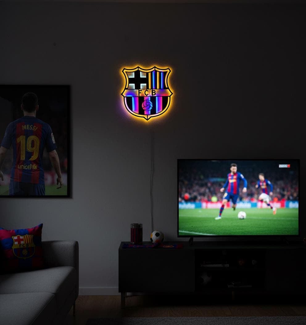 FC Barcelona Wall Art - Official Team Logo Soccer Fan Decor Game Room Gift