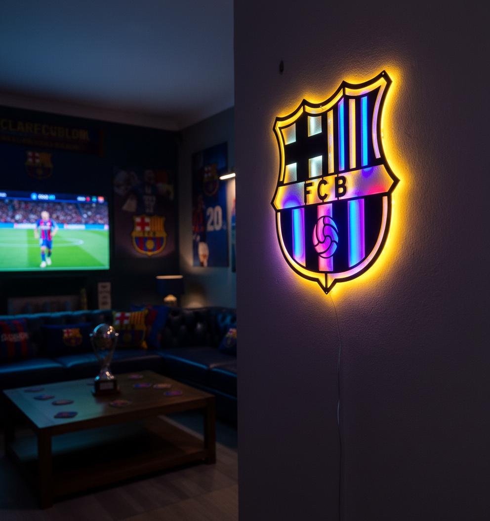 FC Barcelona Wall Art - Official Team Logo Soccer Fan Decor Game Room Gift