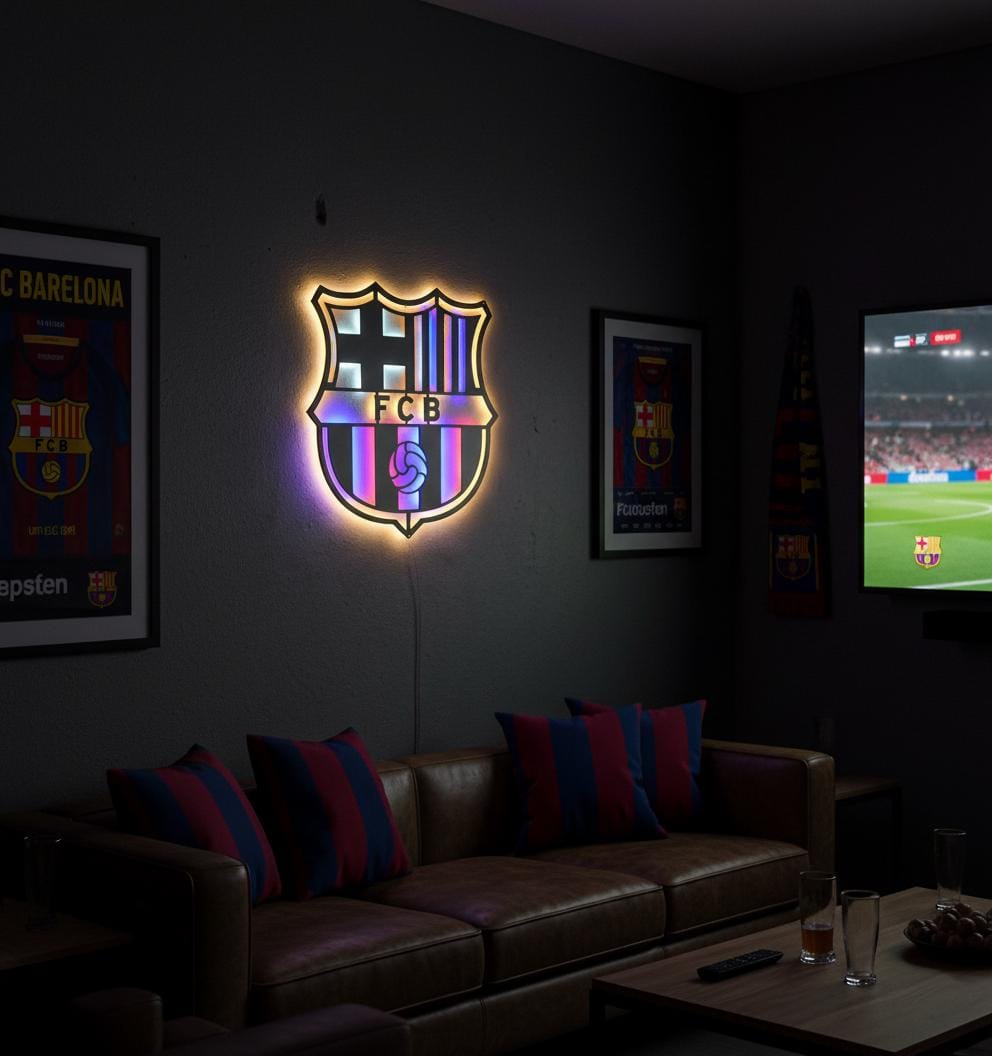FC Barcelona Wall Art - Official Team Logo Soccer Fan Decor Game Room Gift