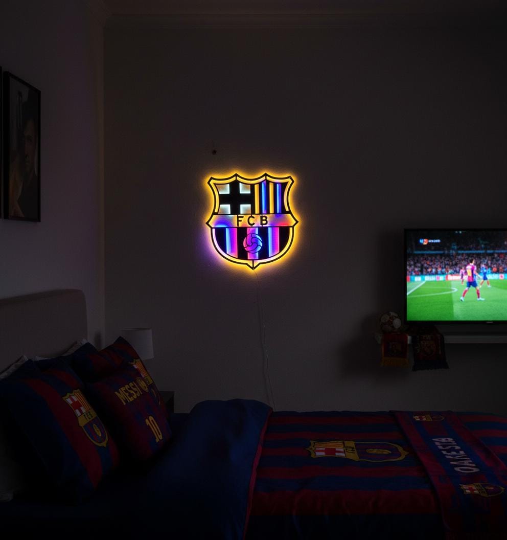 FC Barcelona Wall Art - Official Team Logo Soccer Fan Decor Game Room Gift