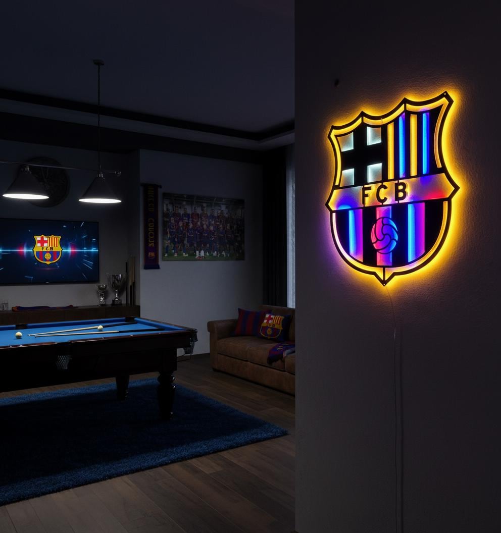 FC Barcelona Wall Art - Official Team Logo Soccer Fan Decor Game Room Gift