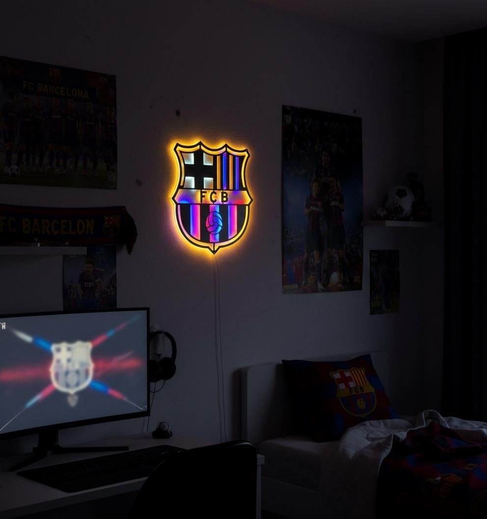 FC Barcelona Wall Art - Official Team Logo Soccer Fan Decor Game Room Gift