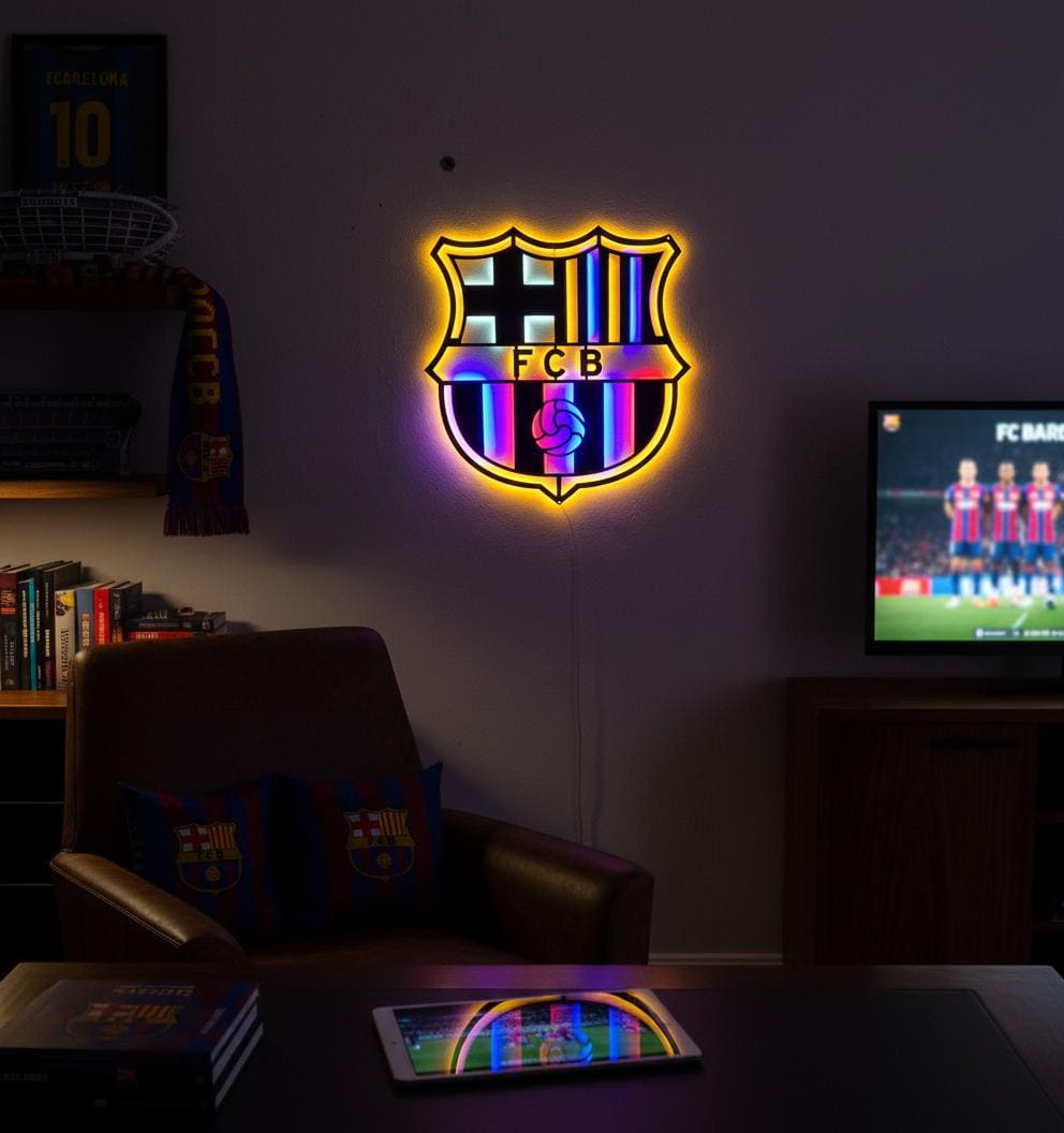 FC Barcelona Wall Art - Official Team Logo Soccer Fan Decor Game Room Gift