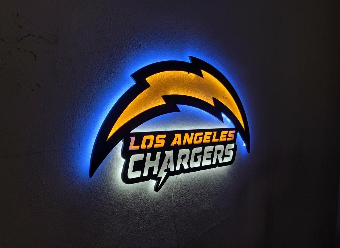 Chargers Wall Art - Los Angeles Bolt Logo NFL Game Room & Man Cave Decor