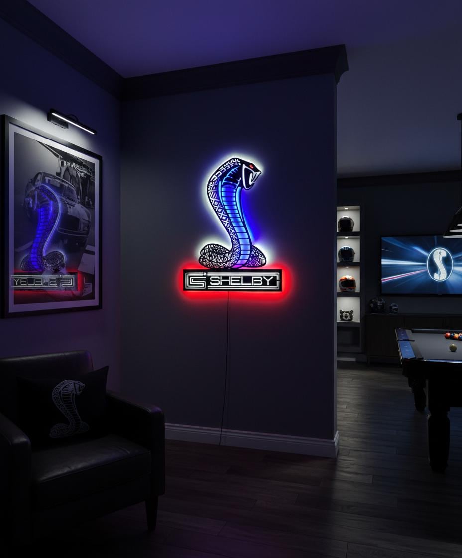 Shelby Wall Art - Iconic Cobra Logo - Ford Mustang Garage Decor