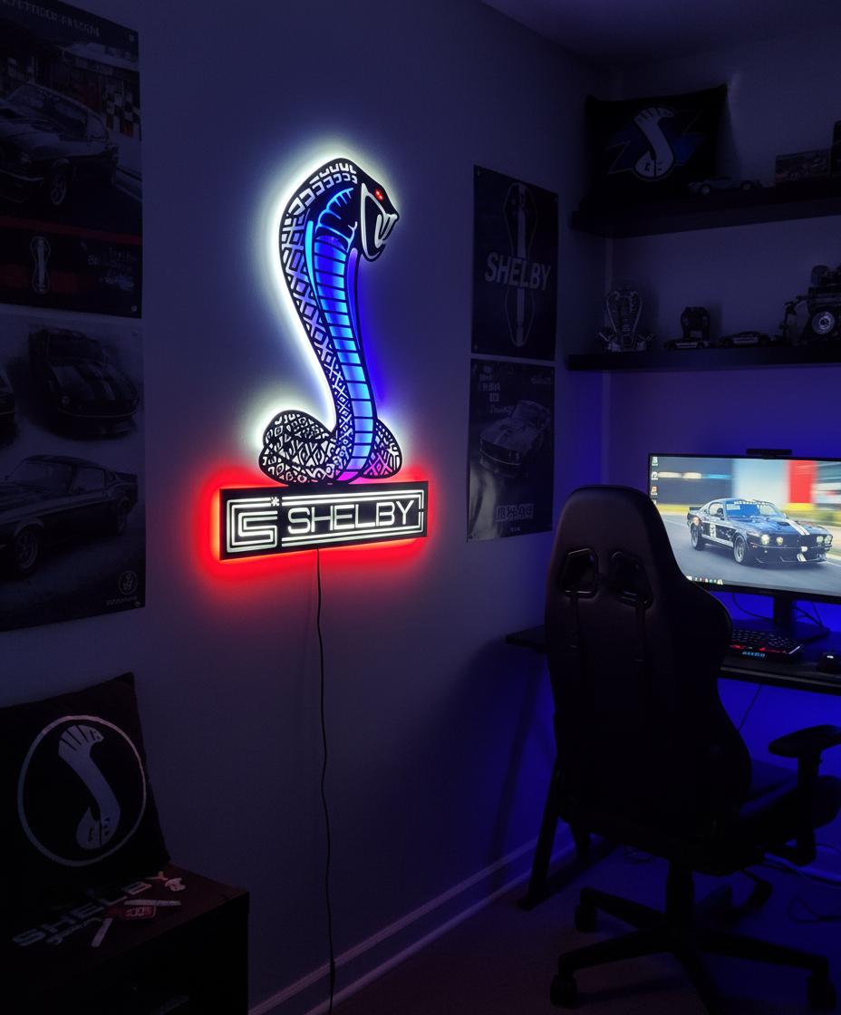 Shelby Wall Art - Iconic Cobra Logo - Ford Mustang Garage Decor