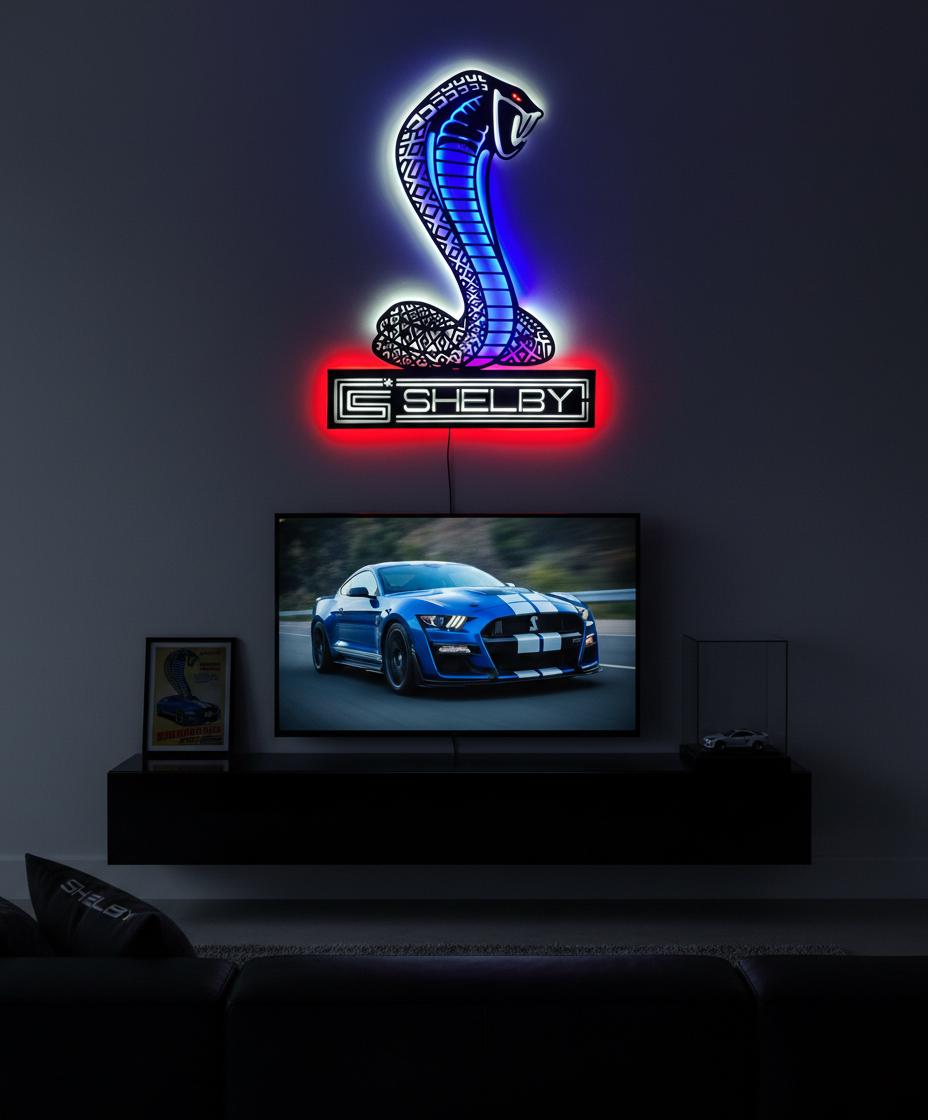 Shelby Wall Art - Iconic Cobra Logo - Ford Mustang Garage Decor