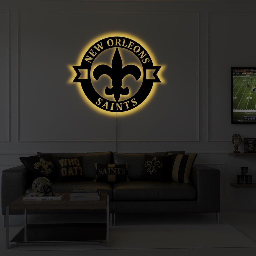 New Orleans Saints Wall Art - NFL Football Team Logo Game Room Decor