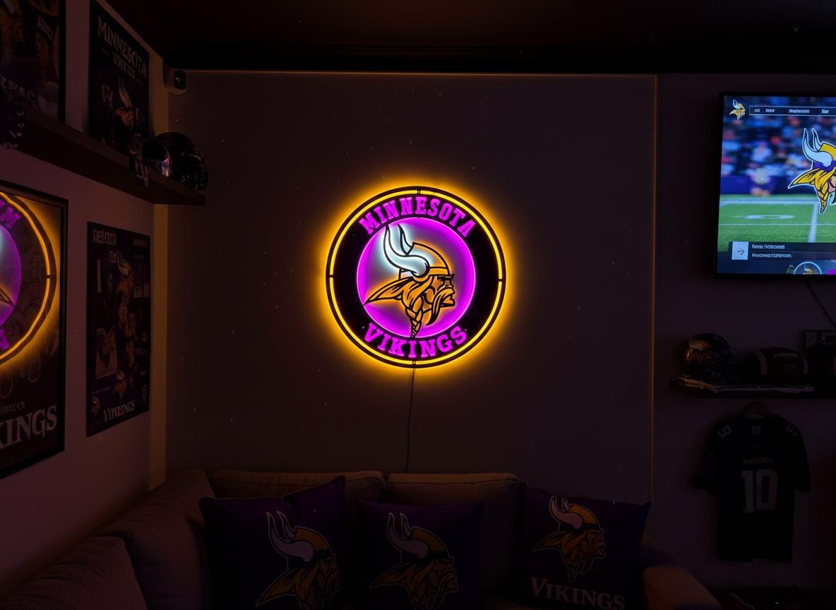 Handmade Minnesota Vikings Metal Wall Art – NFL Game Room Decor