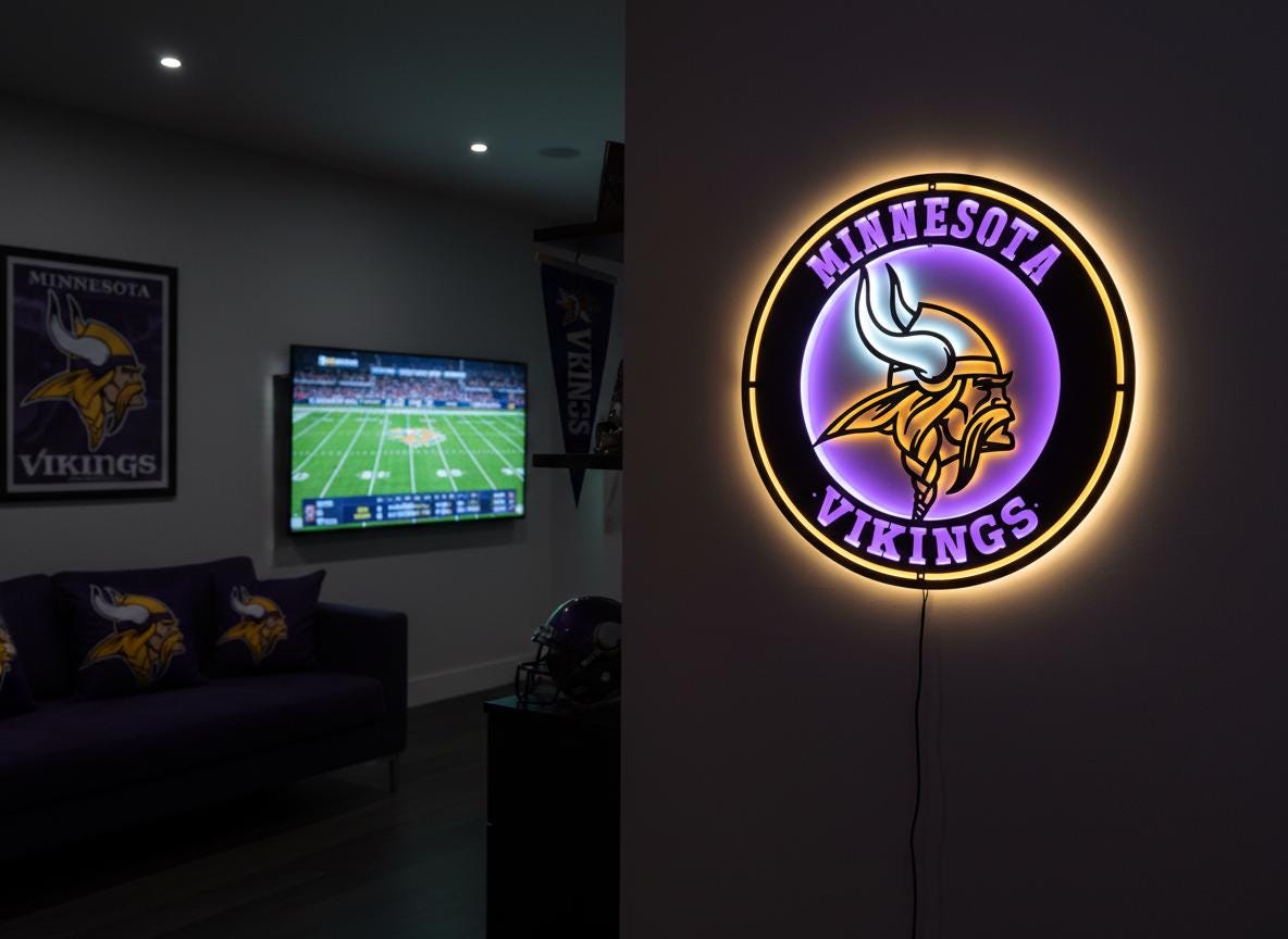Handmade Minnesota Vikings Metal Wall Art – NFL Game Room Decor
