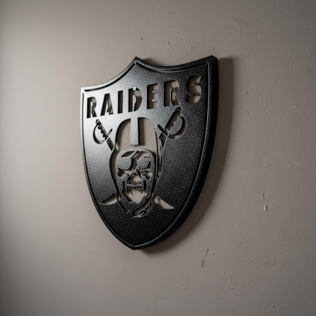 Las Vegas Raiders Wall Art - Team Logo Sign Decor for Game Room