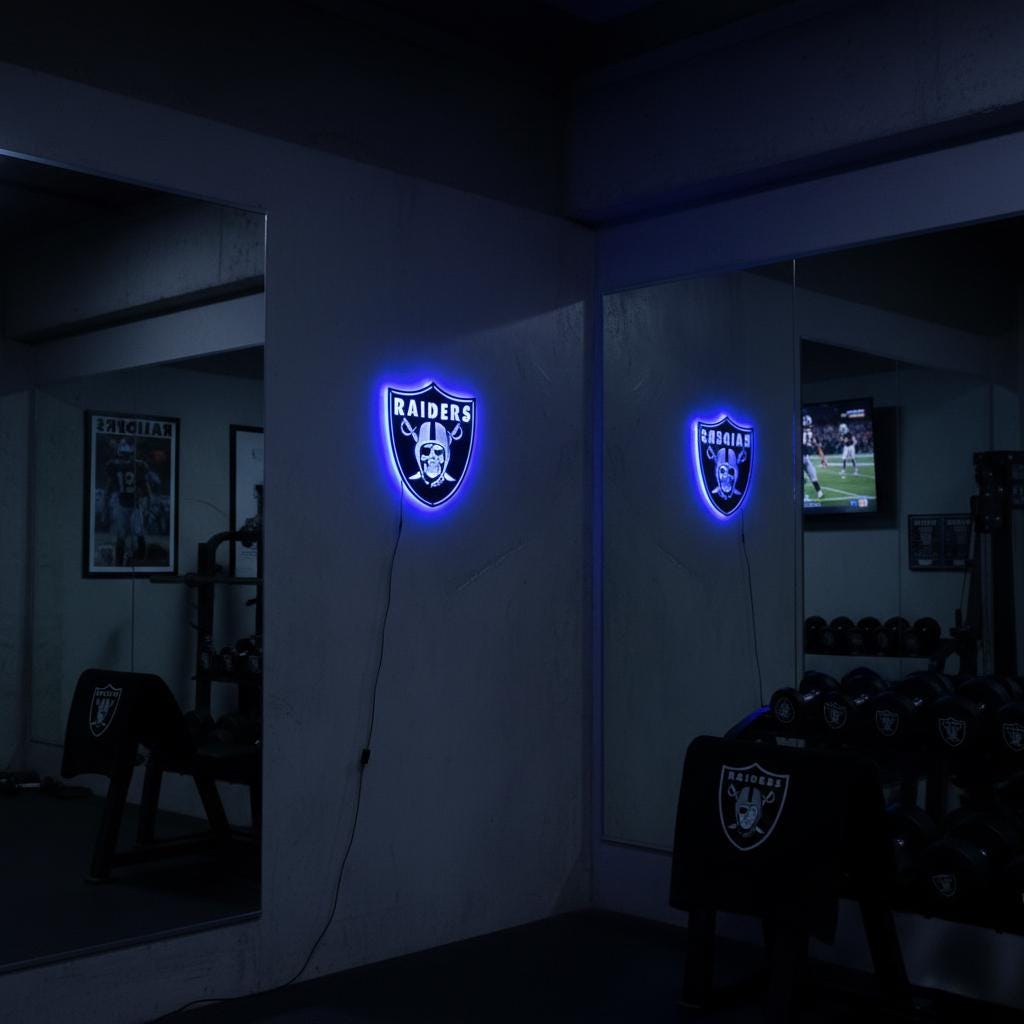 Las Vegas Raiders Wall Art - Team Logo Sign Decor for Game Room