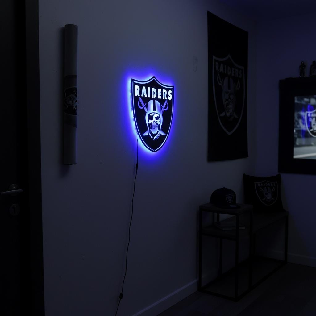 Las Vegas Raiders Wall Art - Team Logo Sign Decor for Game Room