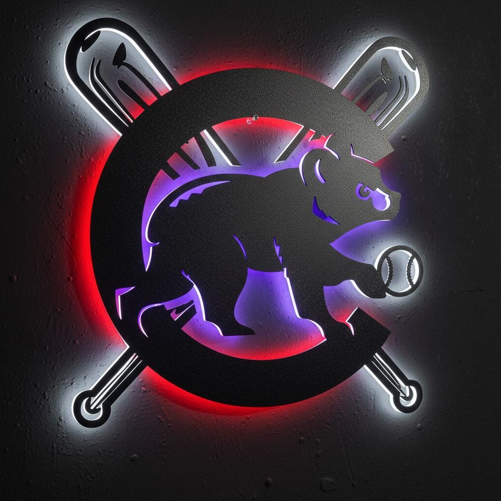 Chicago Cubs Wall Art - Iconic Team Logo Sign - Baseball Fan Gift Decor