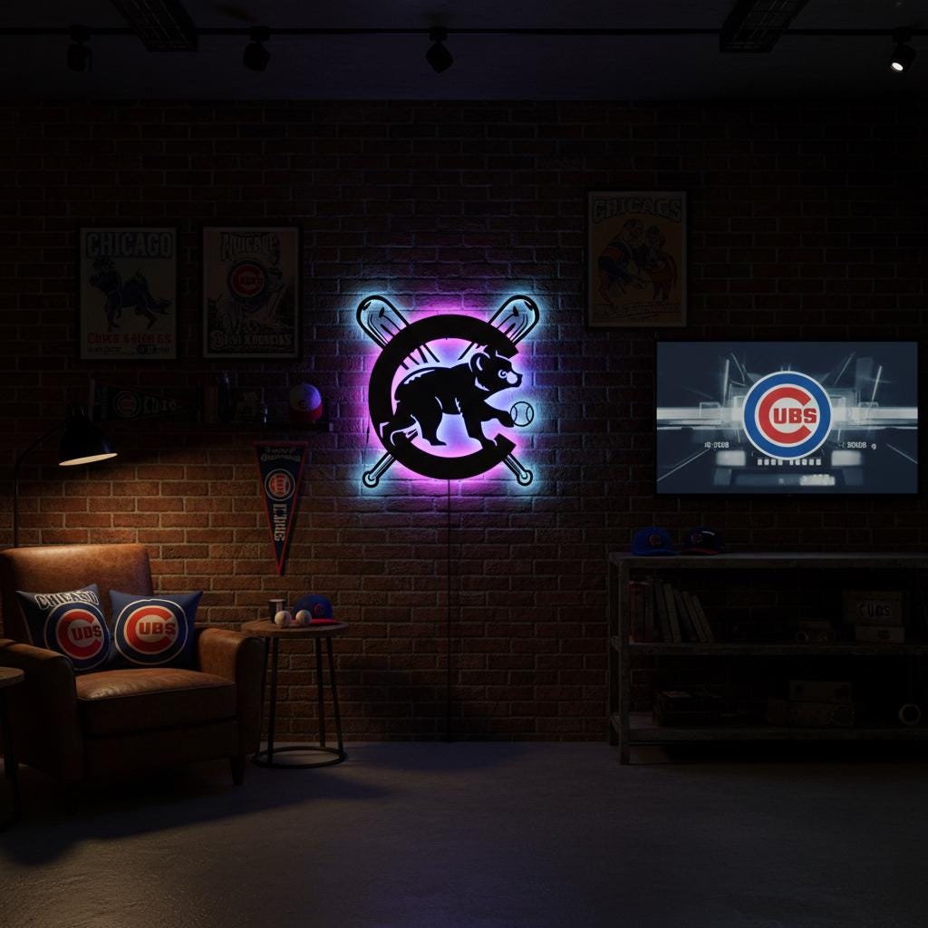 Chicago Cubs Wall Art - Iconic Team Logo Sign - Baseball Fan Gift Decor