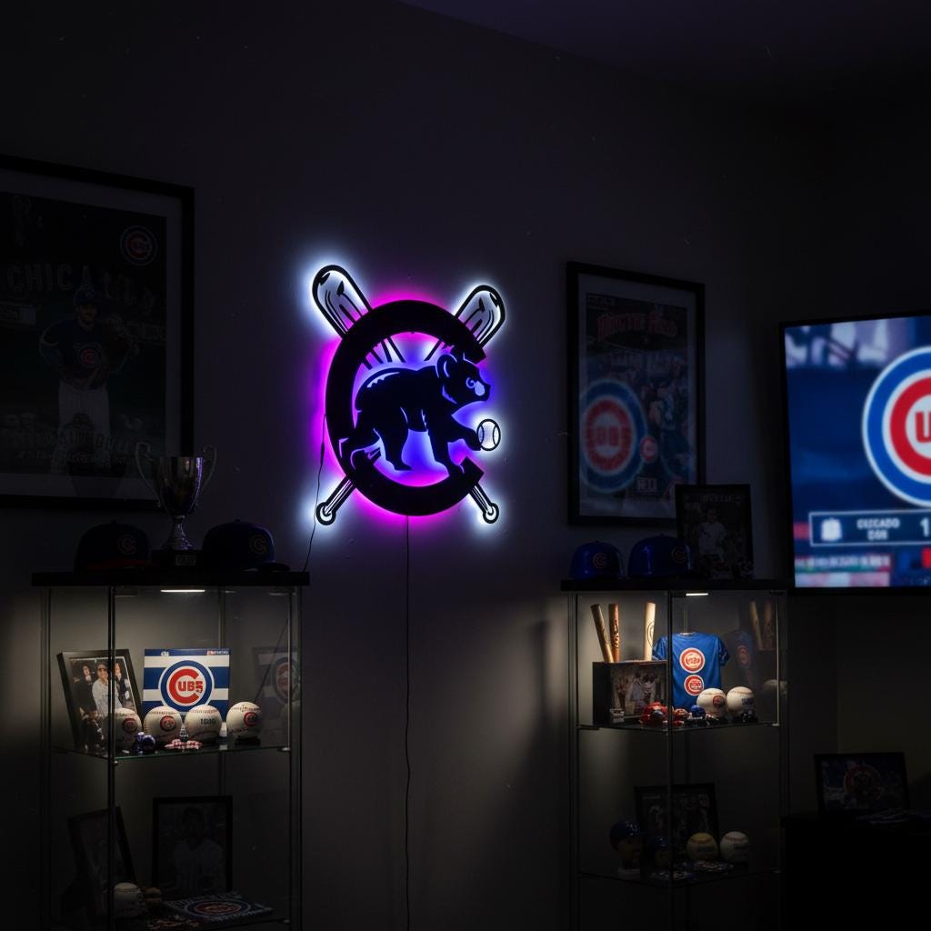 Chicago Cubs Wall Art - Iconic Team Logo Sign - Baseball Fan Gift Decor