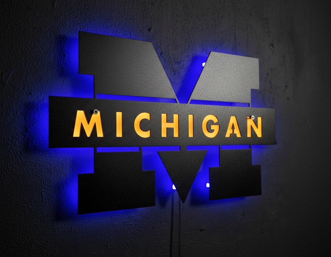 Michigan Wolverines Wall Art - Iconic Team Logo College Fan Gift & Game Room Decor