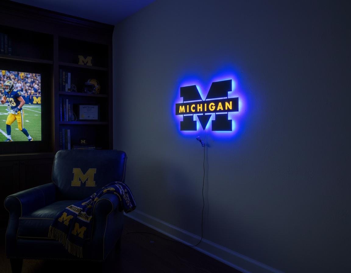 Michigan Wolverines Wall Art - Iconic Team Logo College Fan Gift & Game Room Decor