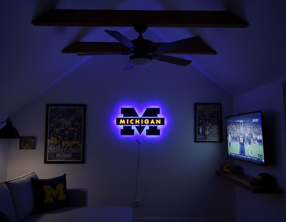 Michigan Wolverines Wall Art - Iconic Team Logo College Fan Gift & Game Room Decor