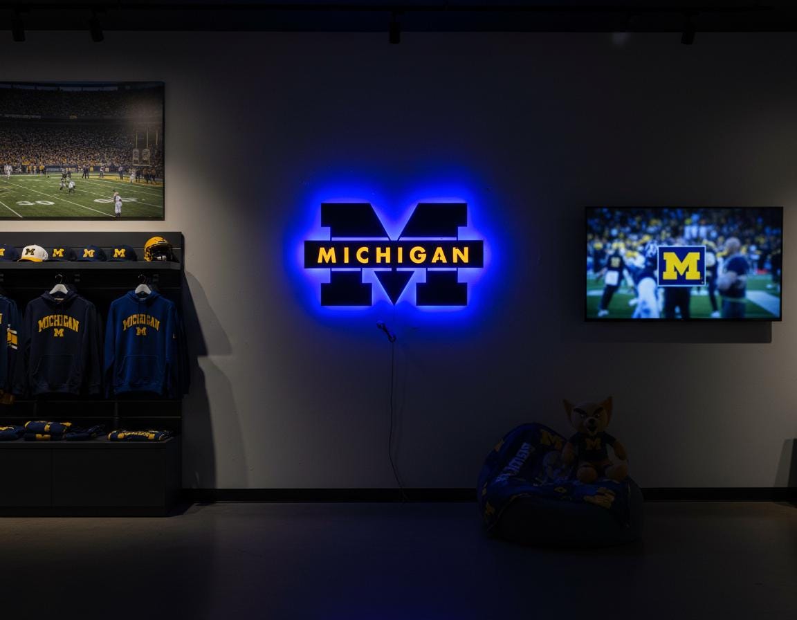 Michigan Wolverines Wall Art - Iconic Team Logo College Fan Gift & Game Room Decor