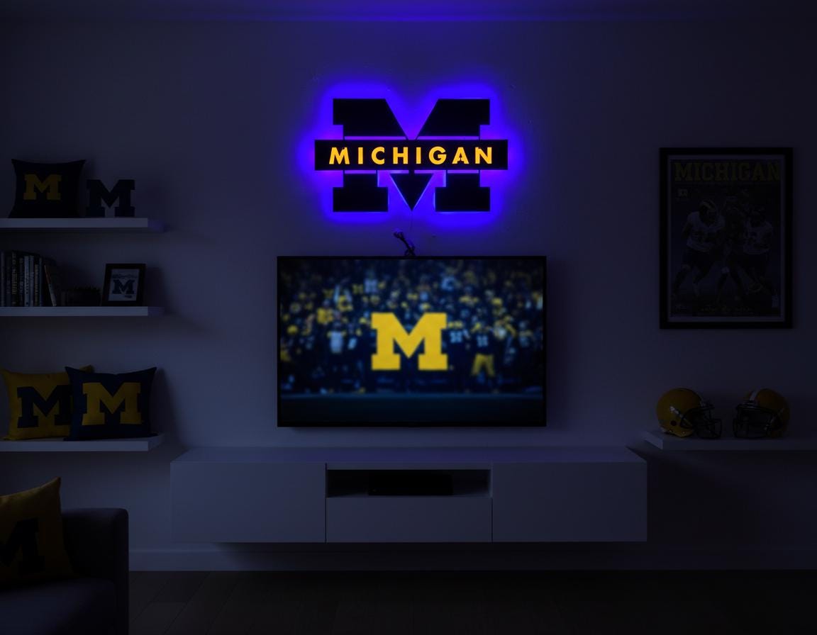 Michigan Wolverines Wall Art - Iconic Team Logo College Fan Gift & Game Room Decor