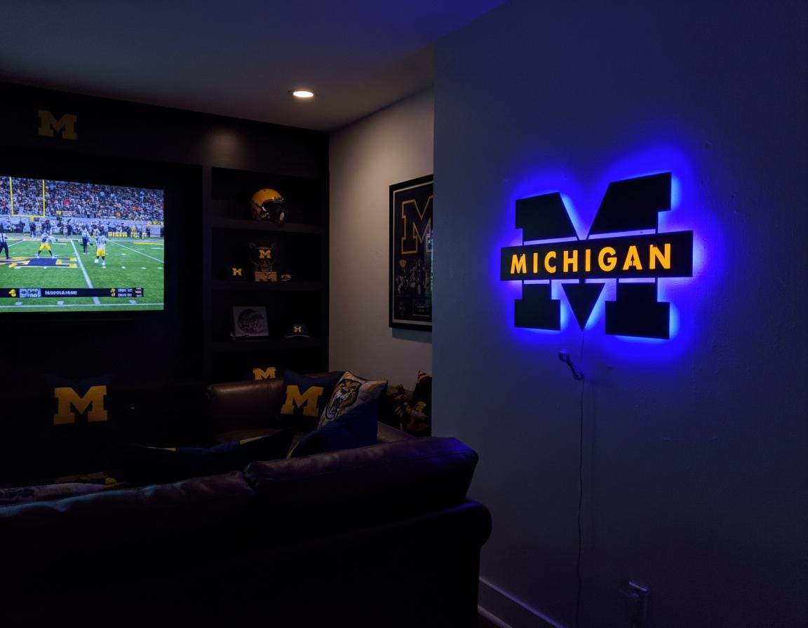 Michigan Wolverines Wall Art - Iconic Team Logo College Fan Gift & Game Room Decor