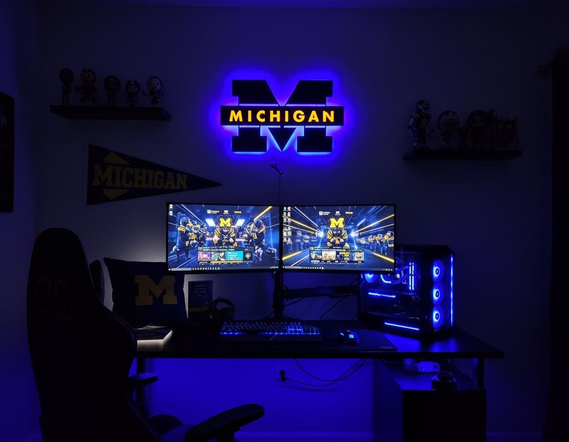 Michigan Wolverines Wall Art - Iconic Team Logo College Fan Gift & Game Room Decor