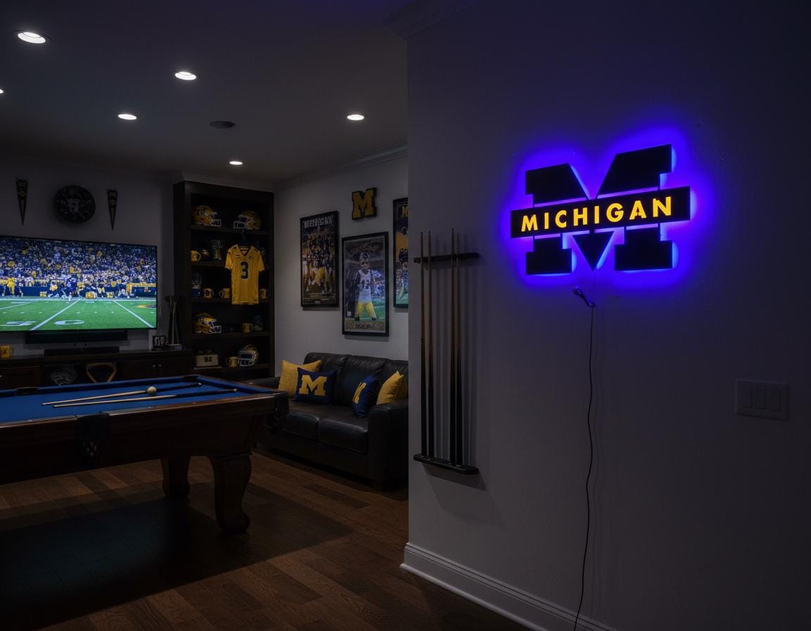 Michigan Wolverines Wall Art - Iconic Team Logo College Fan Gift & Game Room Decor