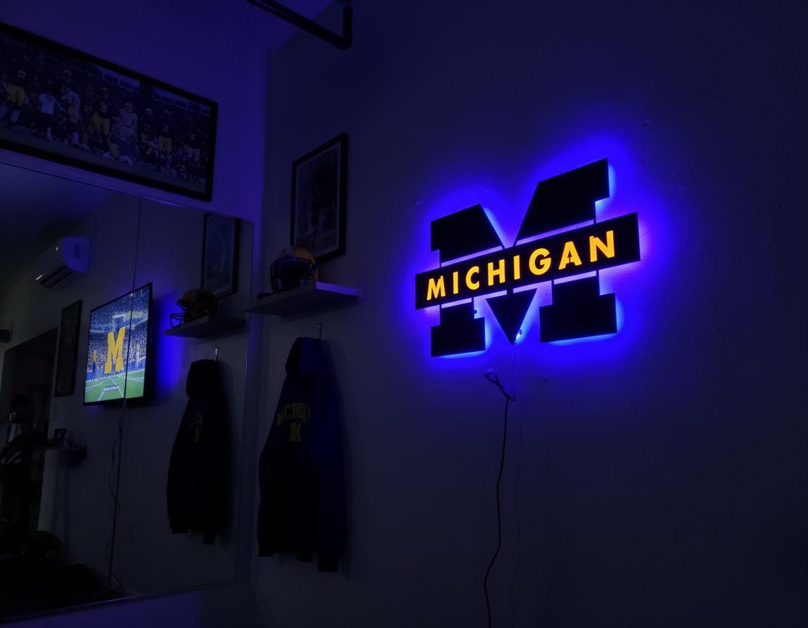 Michigan Wolverines Wall Art - Iconic Team Logo College Fan Gift & Game Room Decor