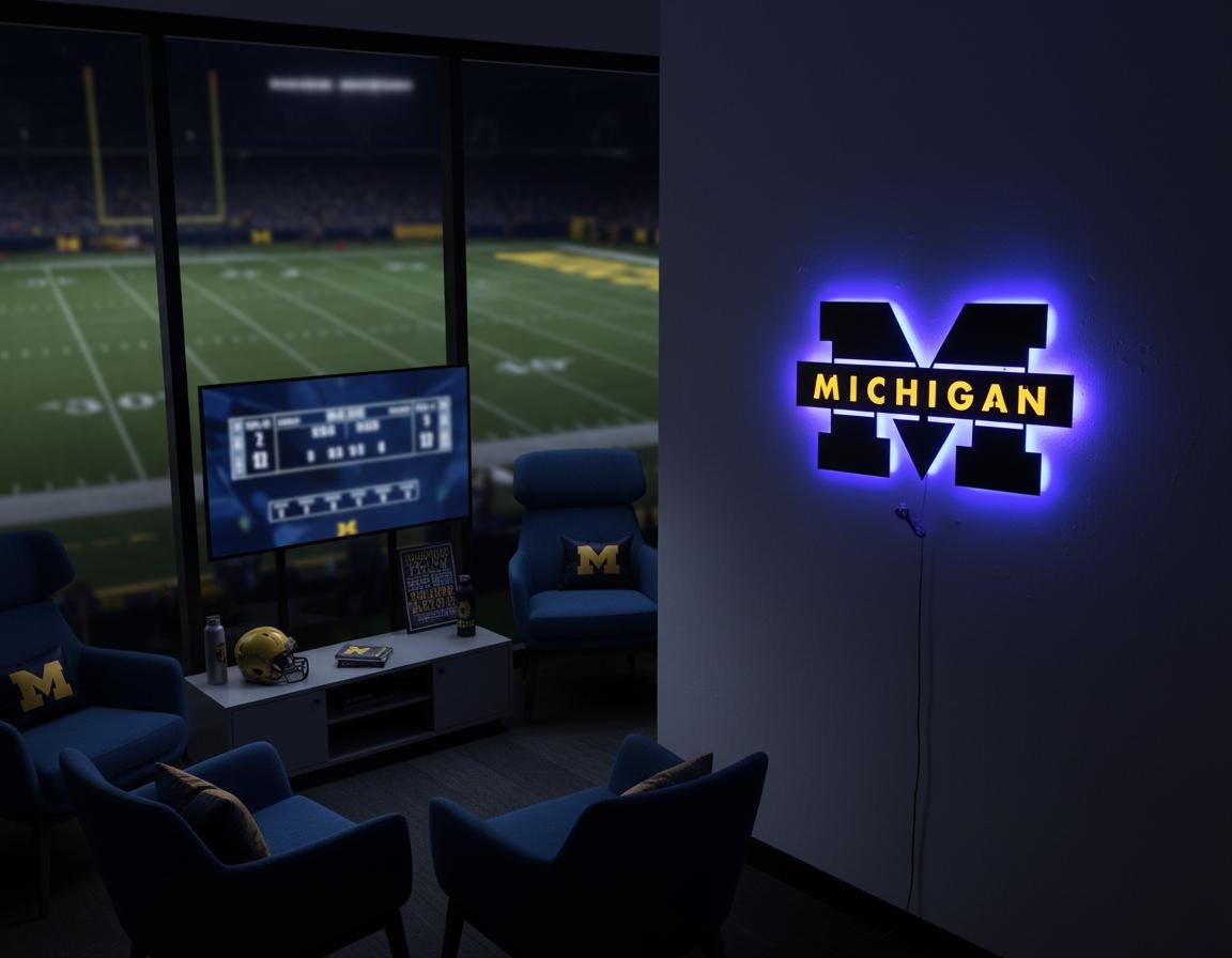 Michigan Wolverines Wall Art - Iconic Team Logo College Fan Gift & Game Room Decor