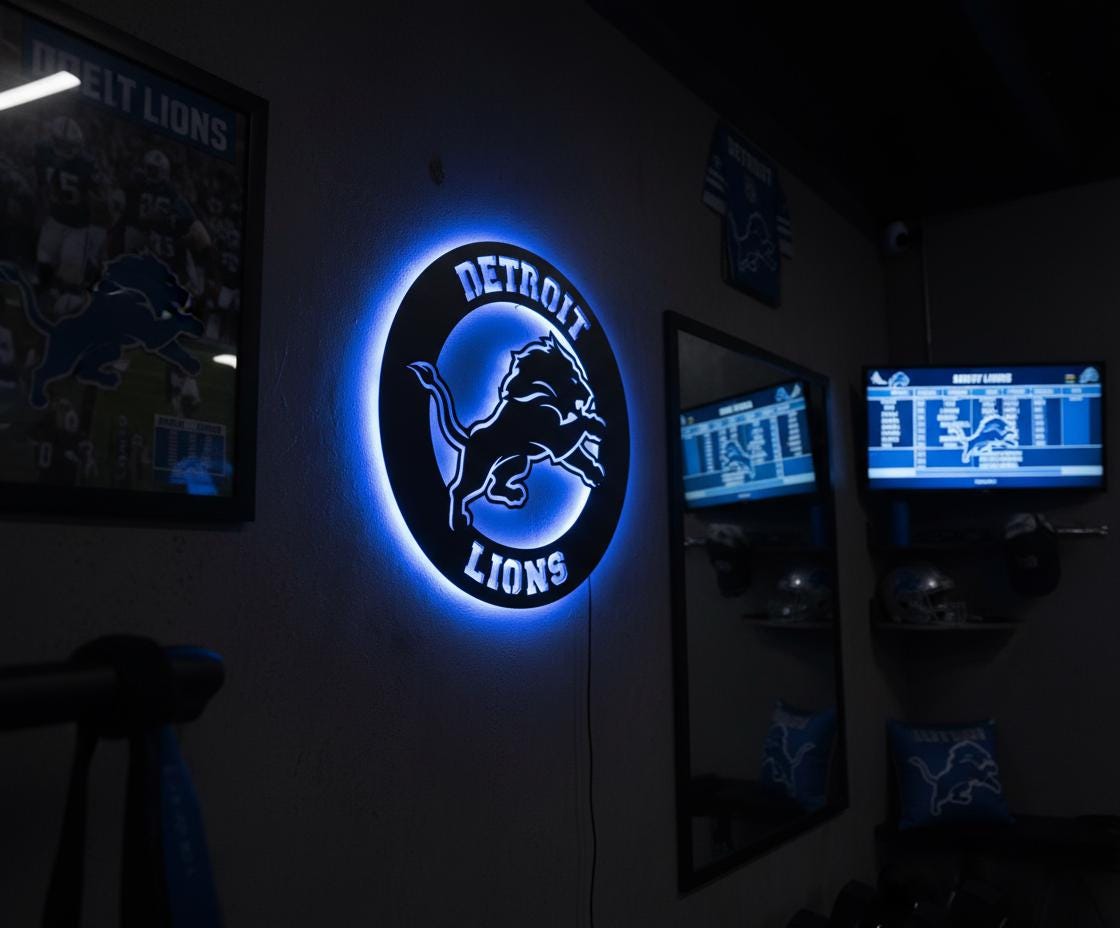 Detroit Lions Wall Art - NFL Team Logo Decor for Game Room & Mancave