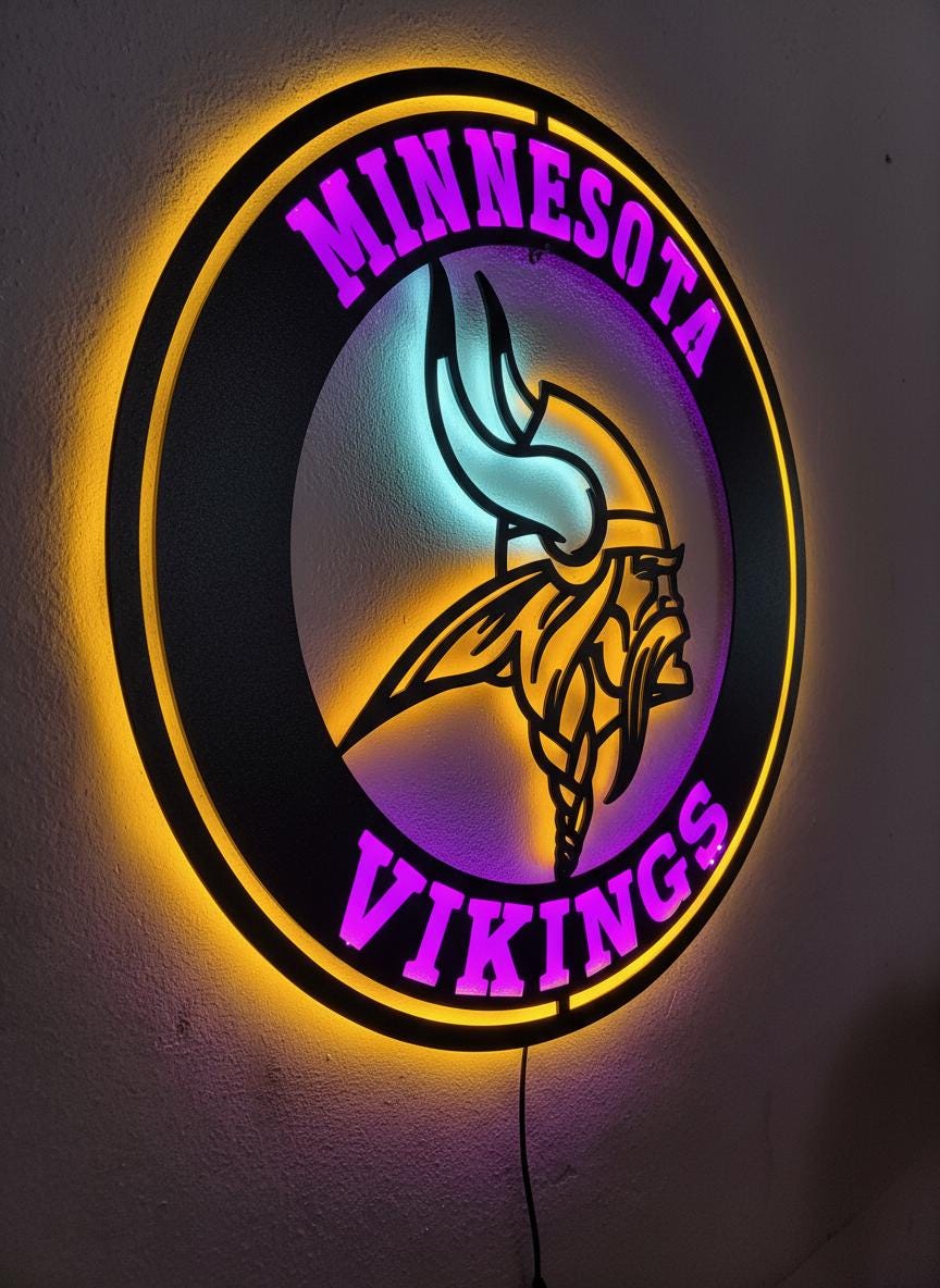 Minnesota Vikings Wall Art - Purple NFL Team Logo - Game Room Decor Gift