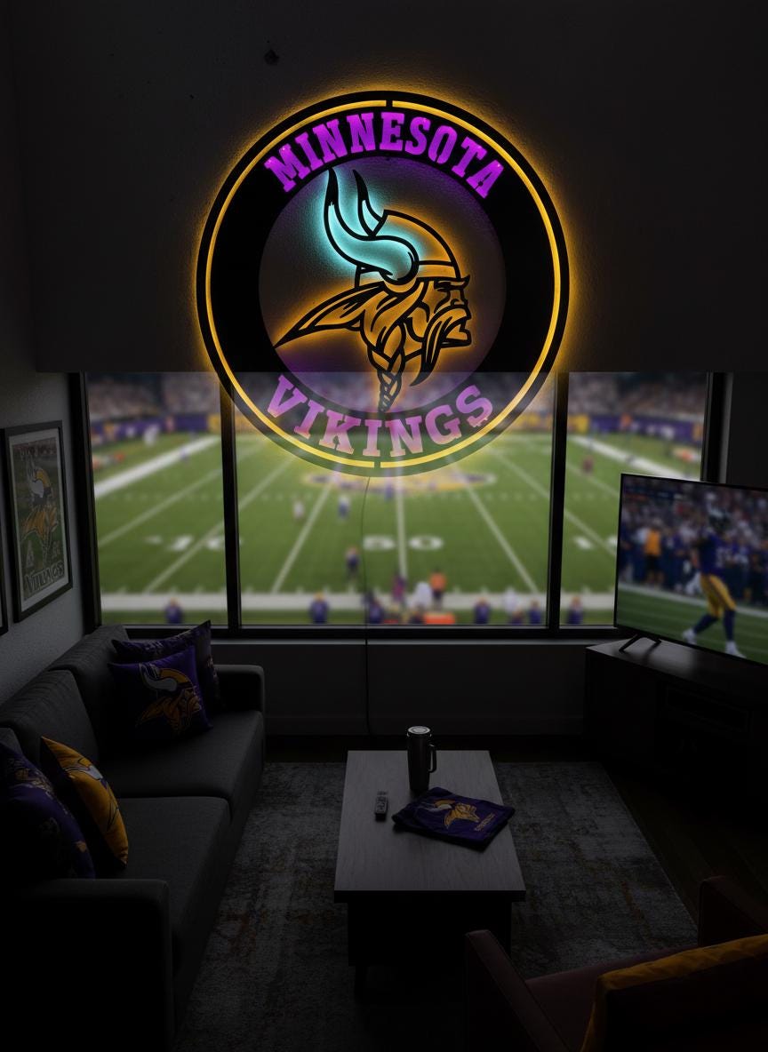 Minnesota Vikings Wall Art - Purple NFL Team Logo - Game Room Decor Gift