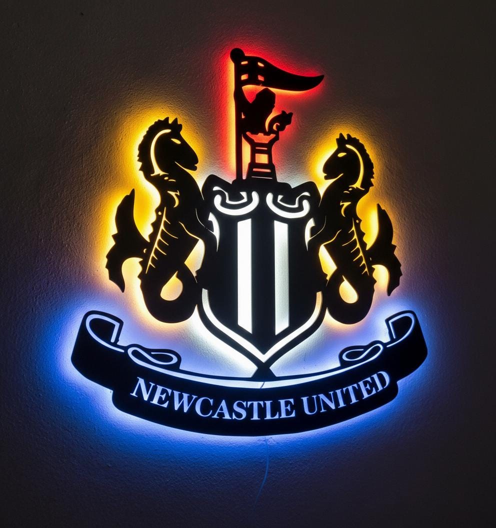 Newcastle United Wall Art - Team Crest Football Game Room Decor & Fan Gift