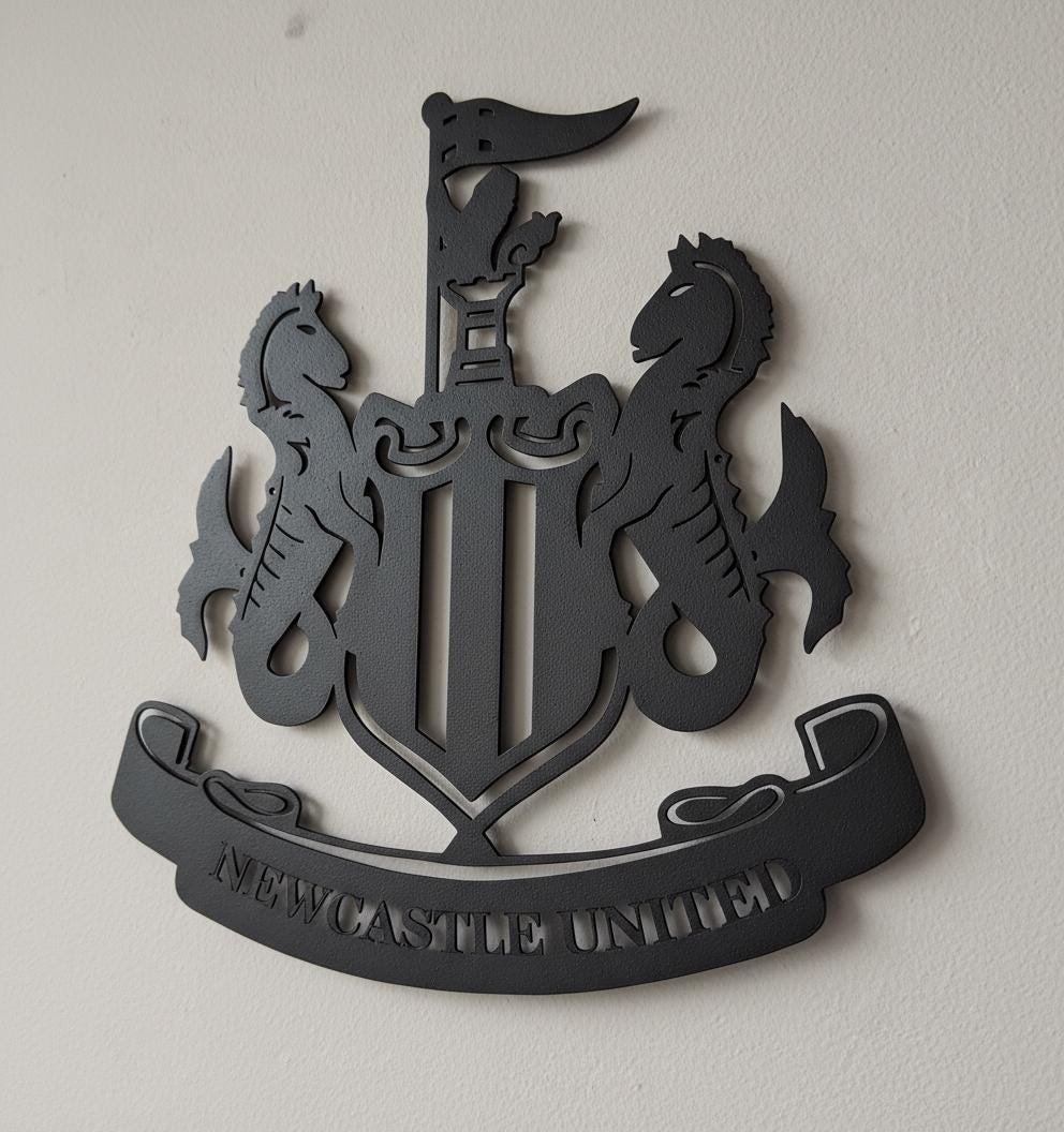 Newcastle United Wall Art - Team Crest Football Game Room Decor & Fan Gift