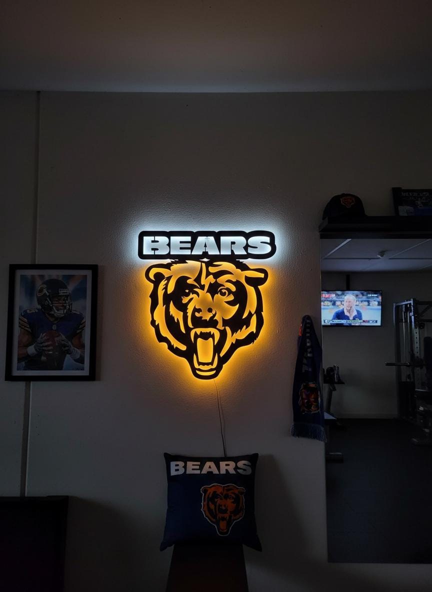 Chicago Bears Wall Art - Team Logo Game Room Decor - NFL Fan Gift