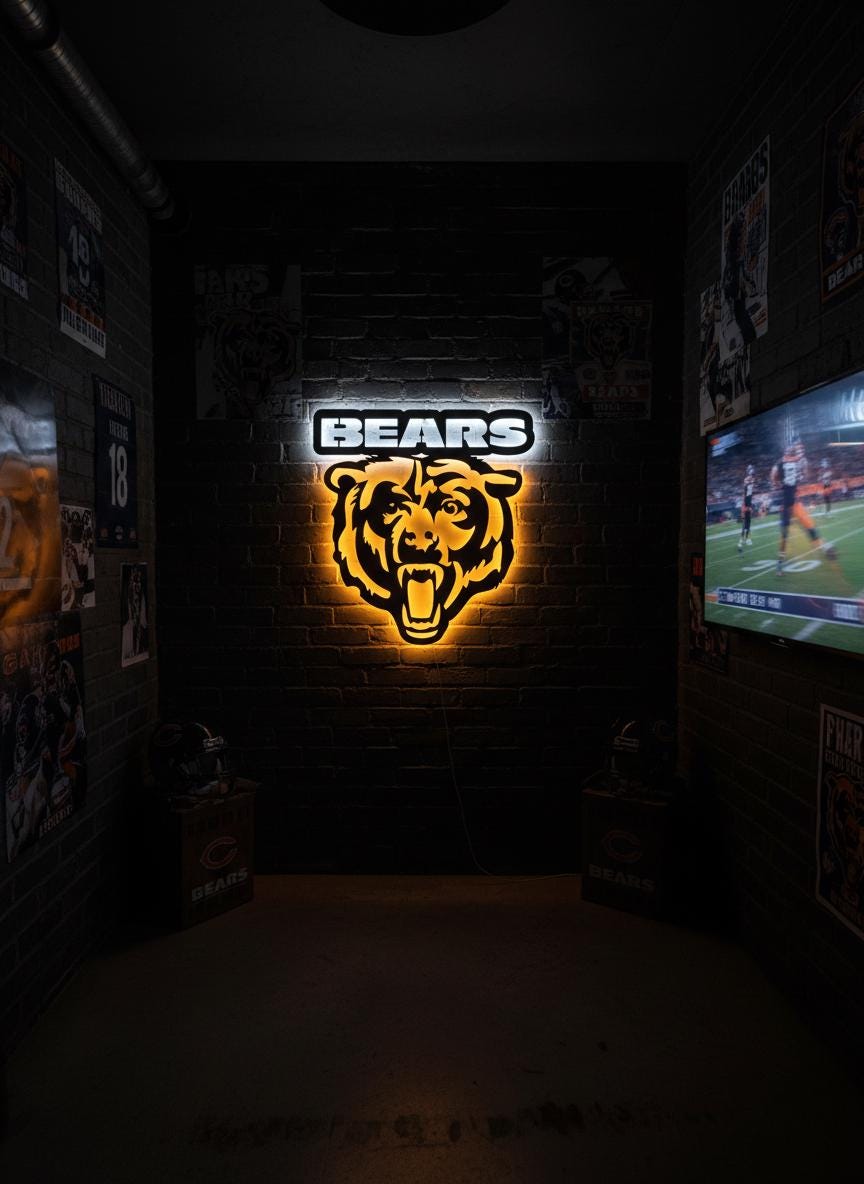 Chicago Bears Wall Art - Team Logo Game Room Decor - NFL Fan Gift