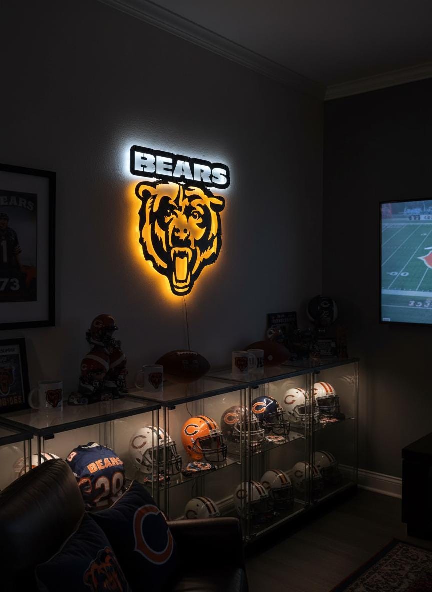 Chicago Bears Wall Art - Team Logo Game Room Decor - NFL Fan Gift
