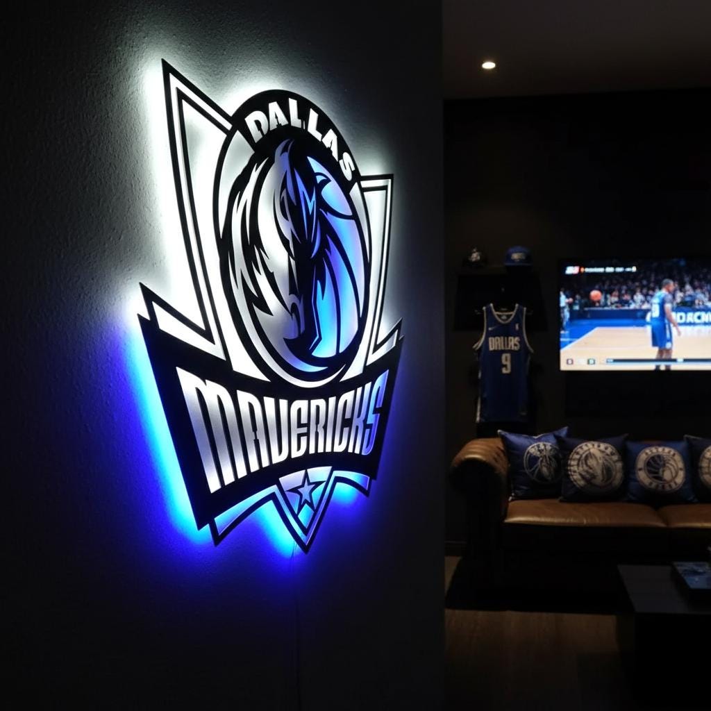 Dallas Mavericks Wall Art - NBA Team Logo Light Sign for Game Room Decor