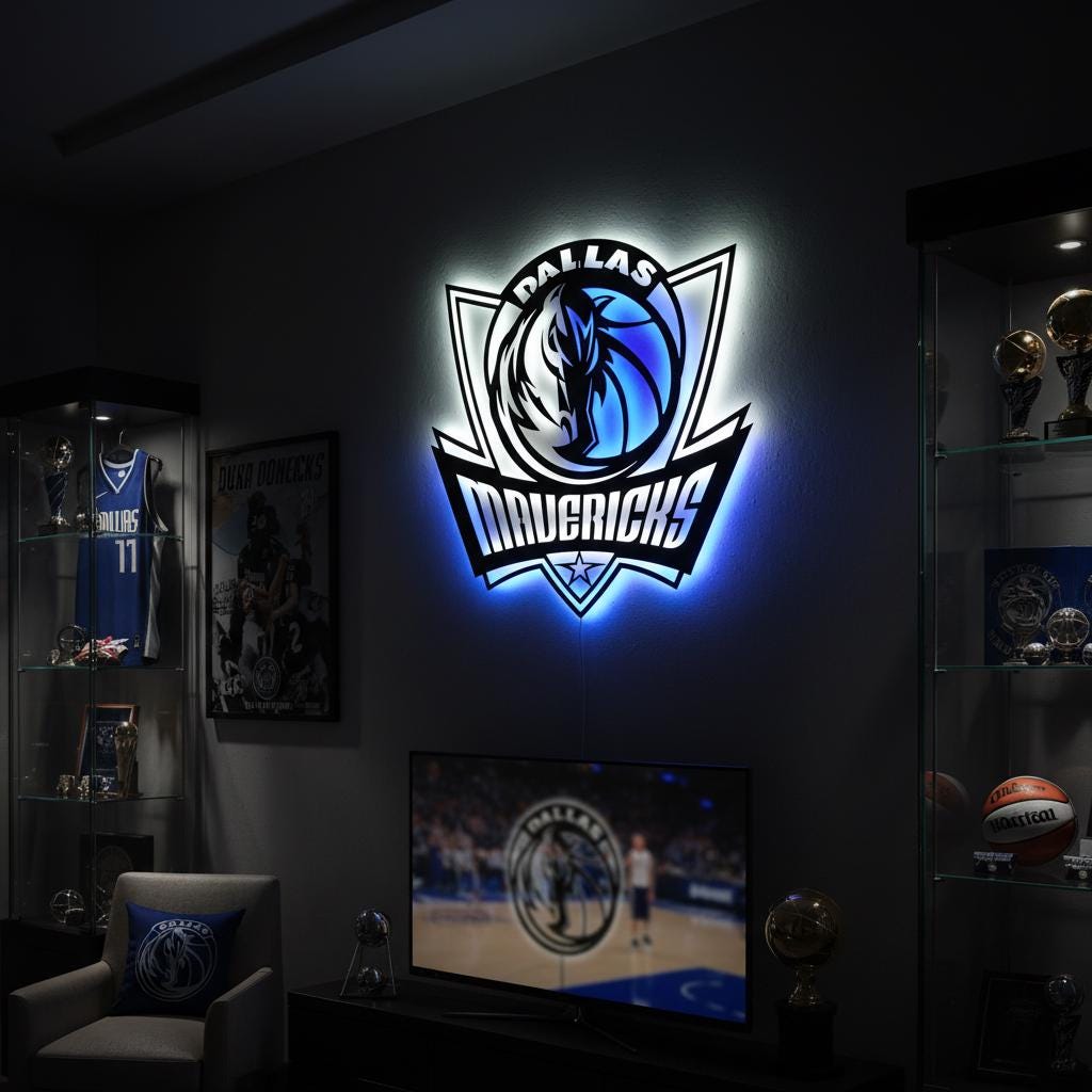 Dallas Mavericks Wall Art - NBA Team Logo Light Sign for Game Room Decor
