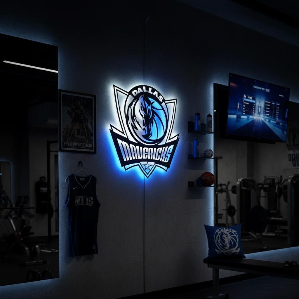 Dallas Mavericks Wall Art - NBA Team Logo Light Sign for Game Room Decor