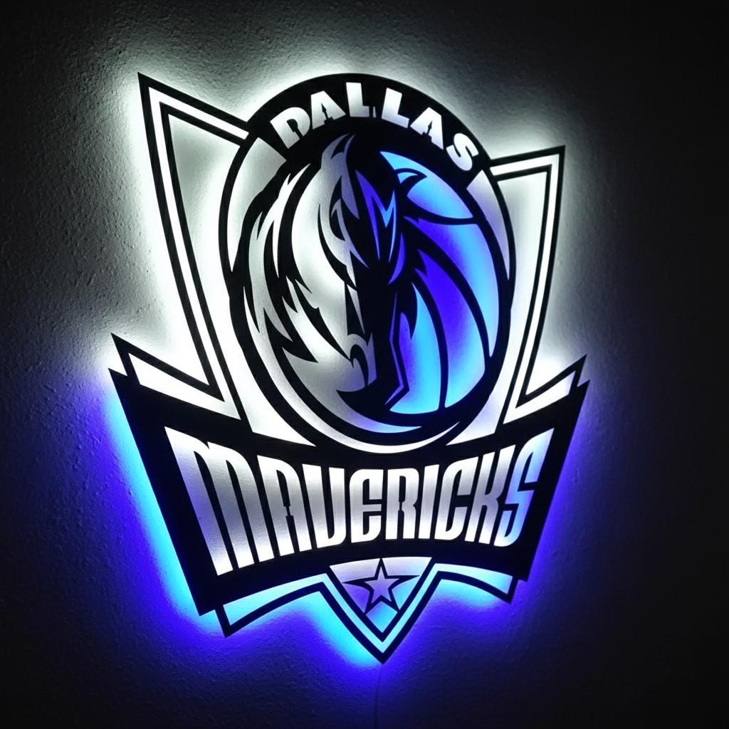 Dallas Mavericks Wall Art - NBA Team Logo Light Sign for Game Room Decor