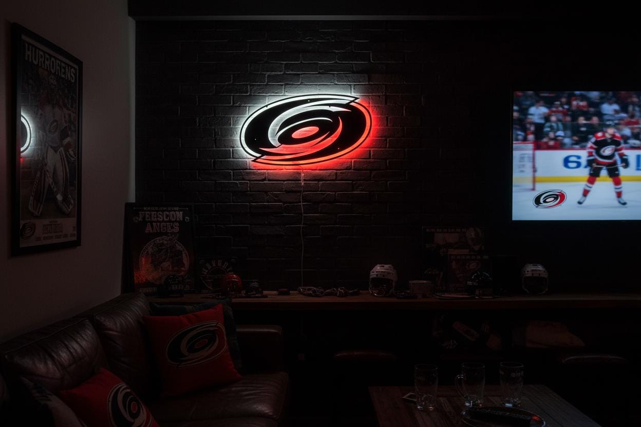 Carolina Hurricanes Wall Art - NHL Hockey Team Logo Man Cave Decor Gift