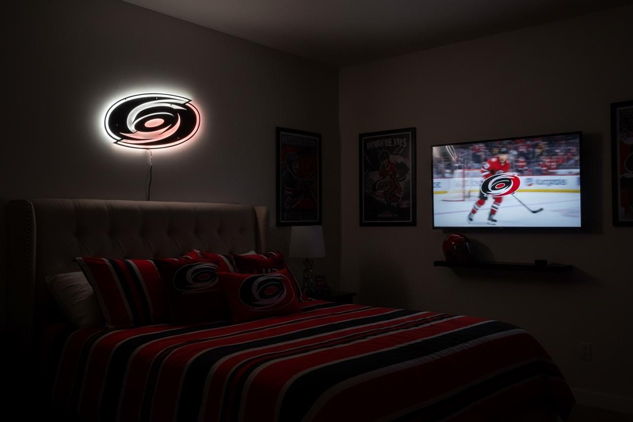 Carolina Hurricanes Wall Art - NHL Hockey Team Logo Man Cave Decor Gift
