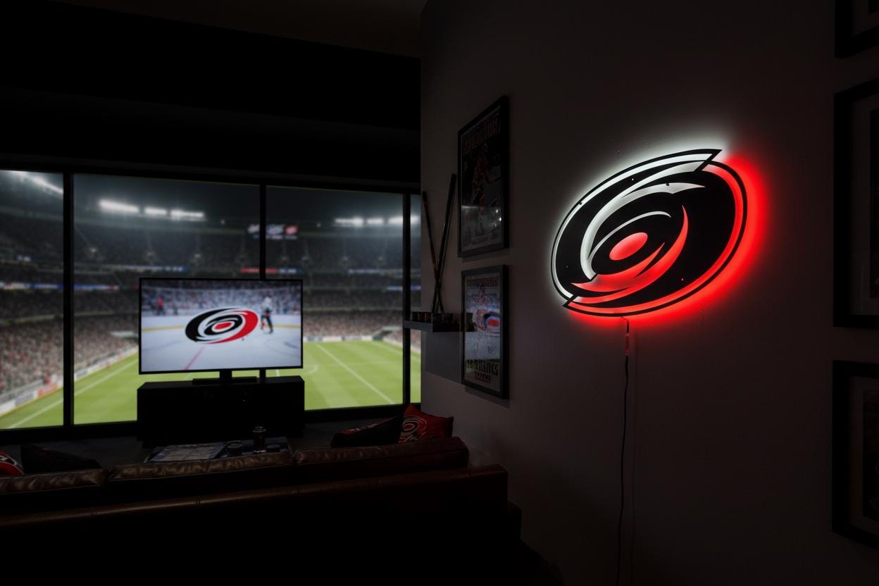 Carolina Hurricanes Wall Art - NHL Hockey Team Logo Man Cave Decor Gift