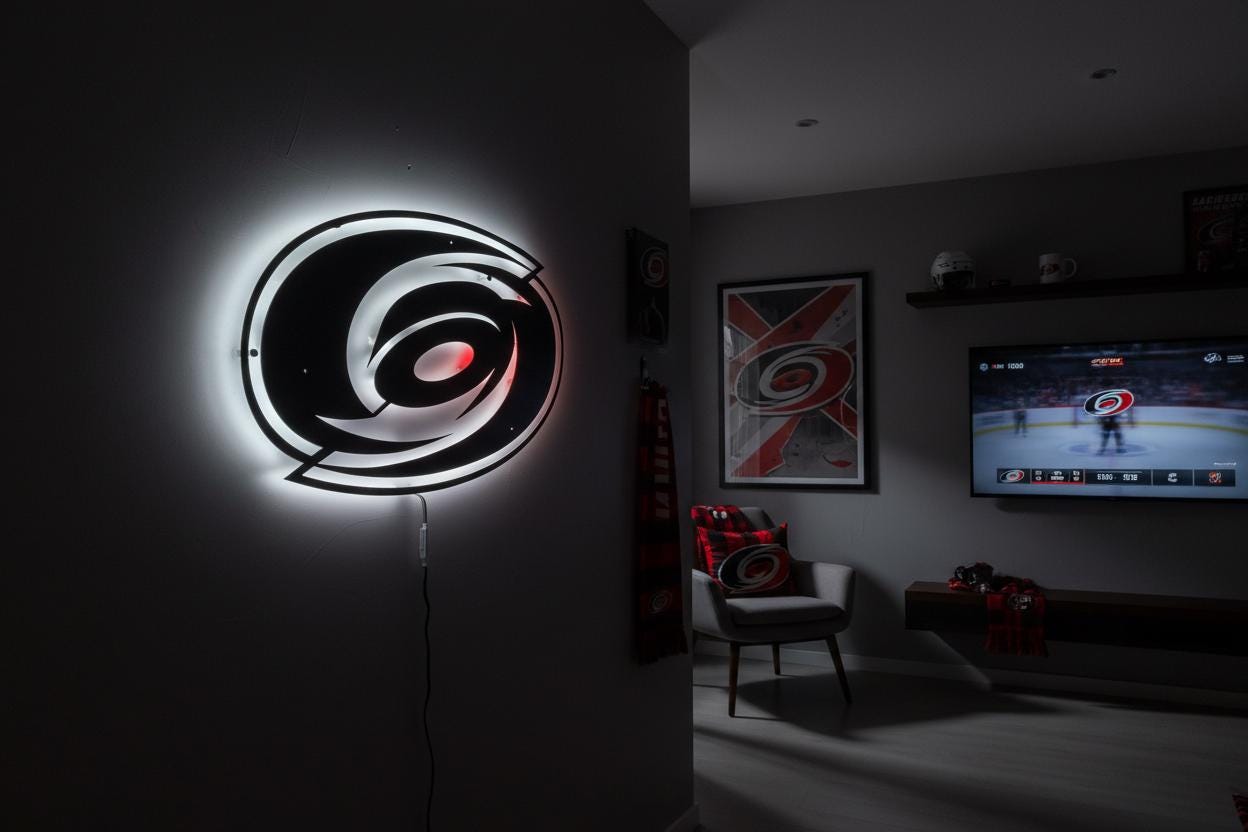 Carolina Hurricanes Wall Art - NHL Hockey Team Logo Man Cave Decor Gift
