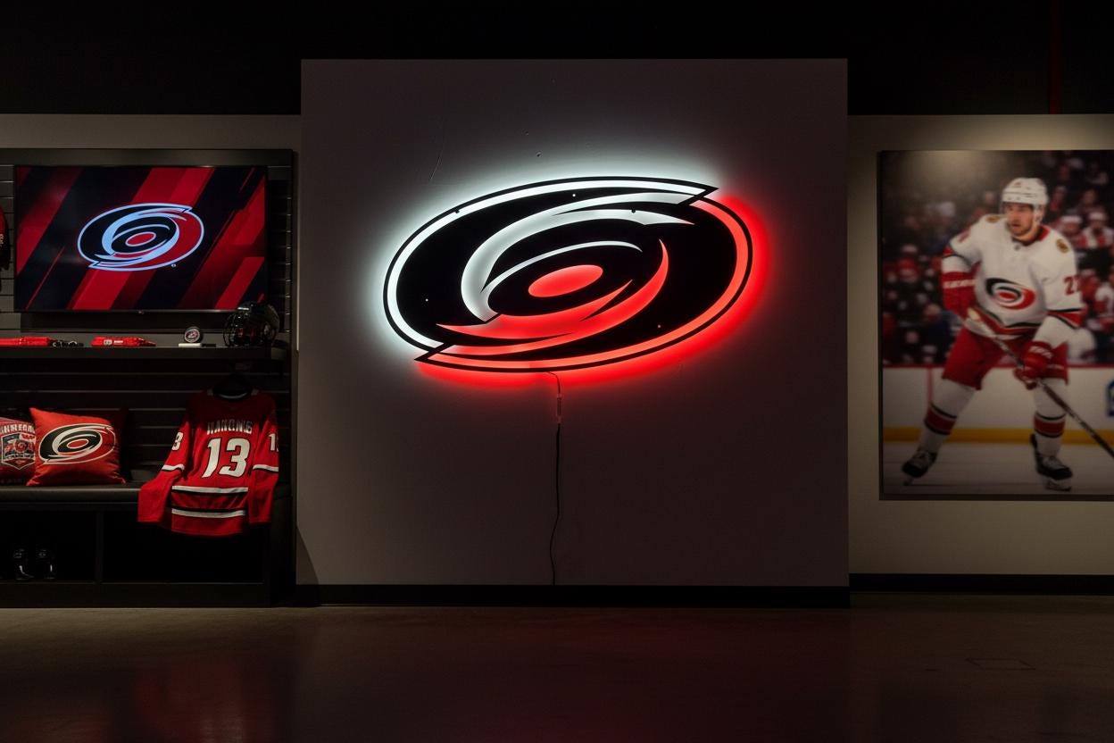 Carolina Hurricanes Wall Art - NHL Hockey Team Logo Man Cave Decor Gift