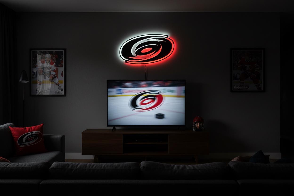 Carolina Hurricanes Wall Art - NHL Hockey Team Logo Man Cave Decor Gift