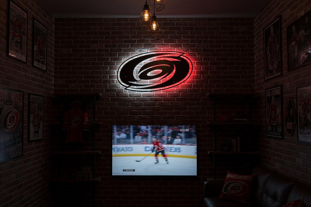 Carolina Hurricanes Wall Art - NHL Hockey Team Logo Man Cave Decor Gift