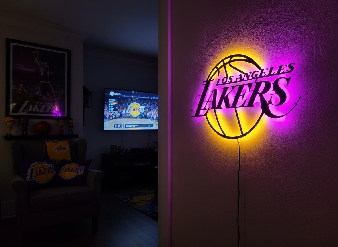 NBA Wall Art - Los Angeles Lakers Logo Game Room Man Cave Decor